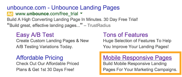 An Unbounce Google Ad for mobile responsiveness