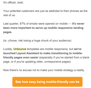 Unbounce email on mobile responsiveness