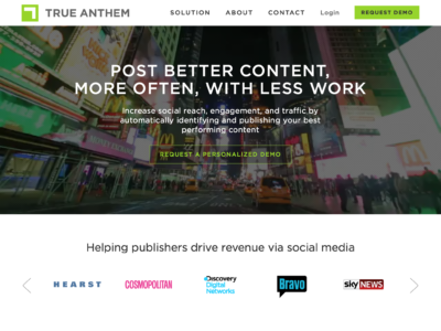 Headline and subheadline copy for True Anthem's home page.