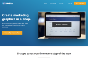 Snappa.io's above the fold on their home page.
